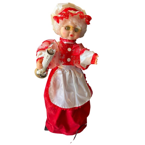 VIntage Animated Mrs Claus Waving Candle Yellow Glasses 1989 - Picture 9 of 15